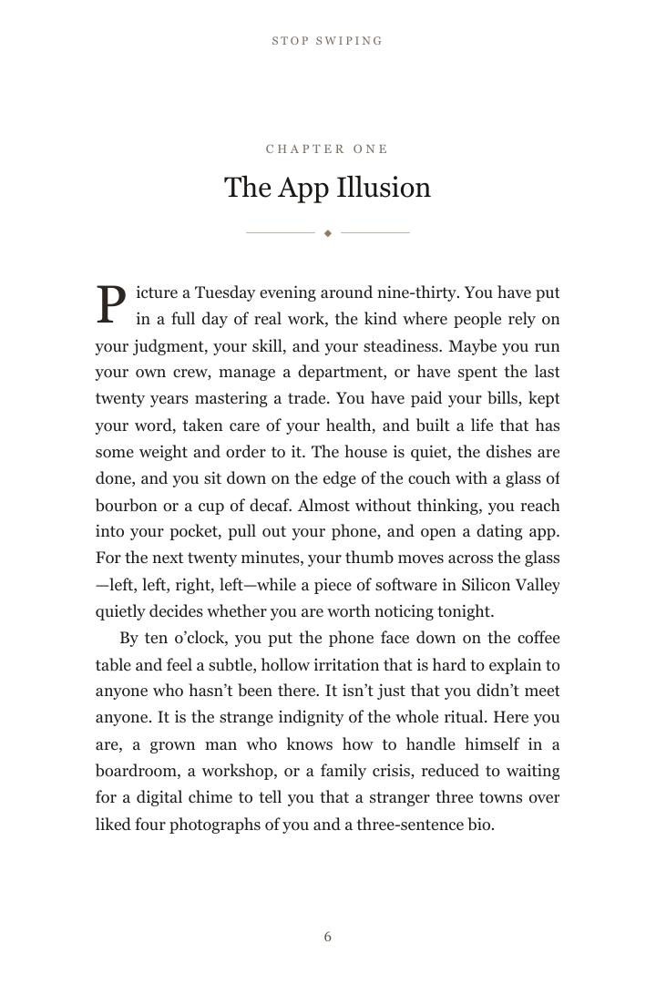 Page 6: Chapter One opening page of Stop Swiping